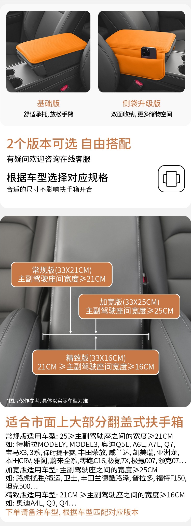 NAPPA Leather Car Armrest Box Pad for Tesla Audi