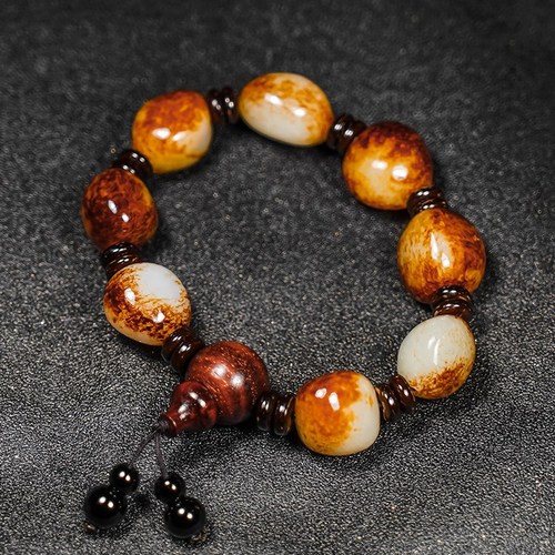 Xinjiang Hetian Jade Raw Stone Bracelet, Black Skin, Red Inclusion, Jujube Red Skin, Unisex Bracelet, Jade Jewelry, Wholesale