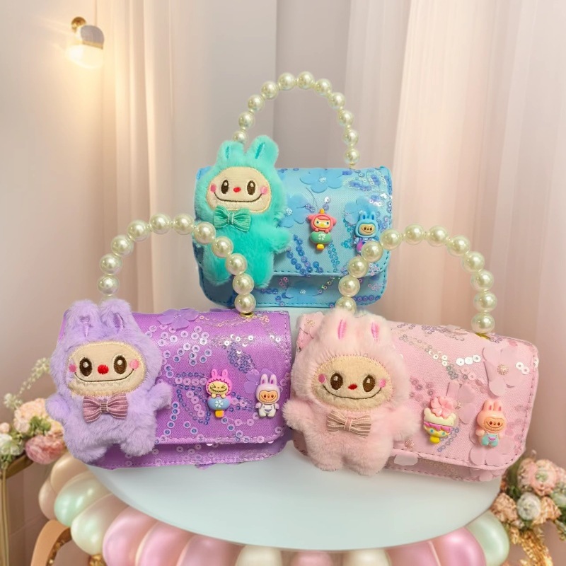 2025 nuevo bolso de perlas para niños bolso de cinturón con cuentas bolso de Año Nuevo para chicas bolso de muñecas accesorios bolso pequeño viento fragante