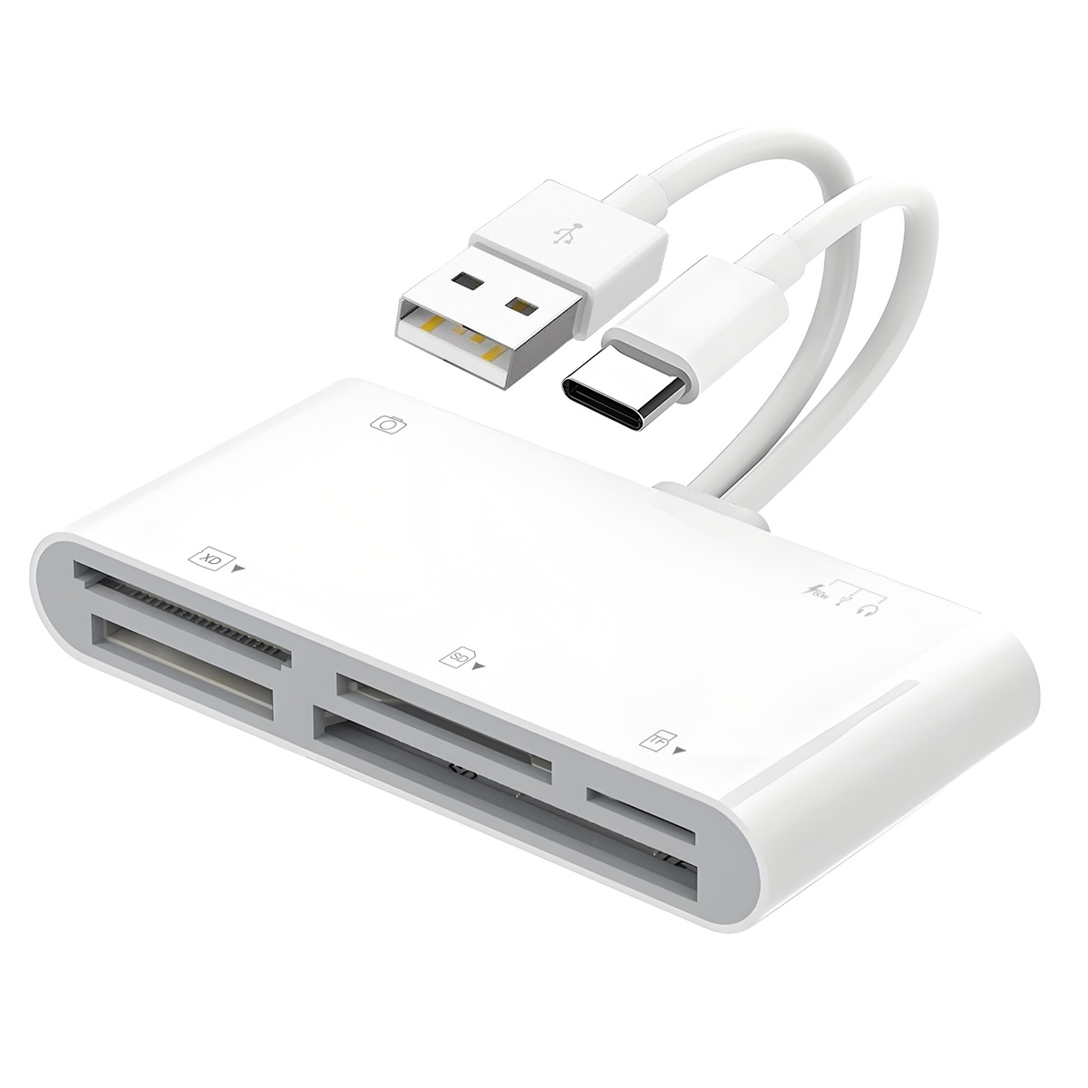 Lector de Tarjetas Compatible con Apple, Android, Huawei, Tarjeta SD, Teléfono Móvil, OTG Todo en Uno, Tarjeta de Memoria Cuatro en Uno TIPO-C USB