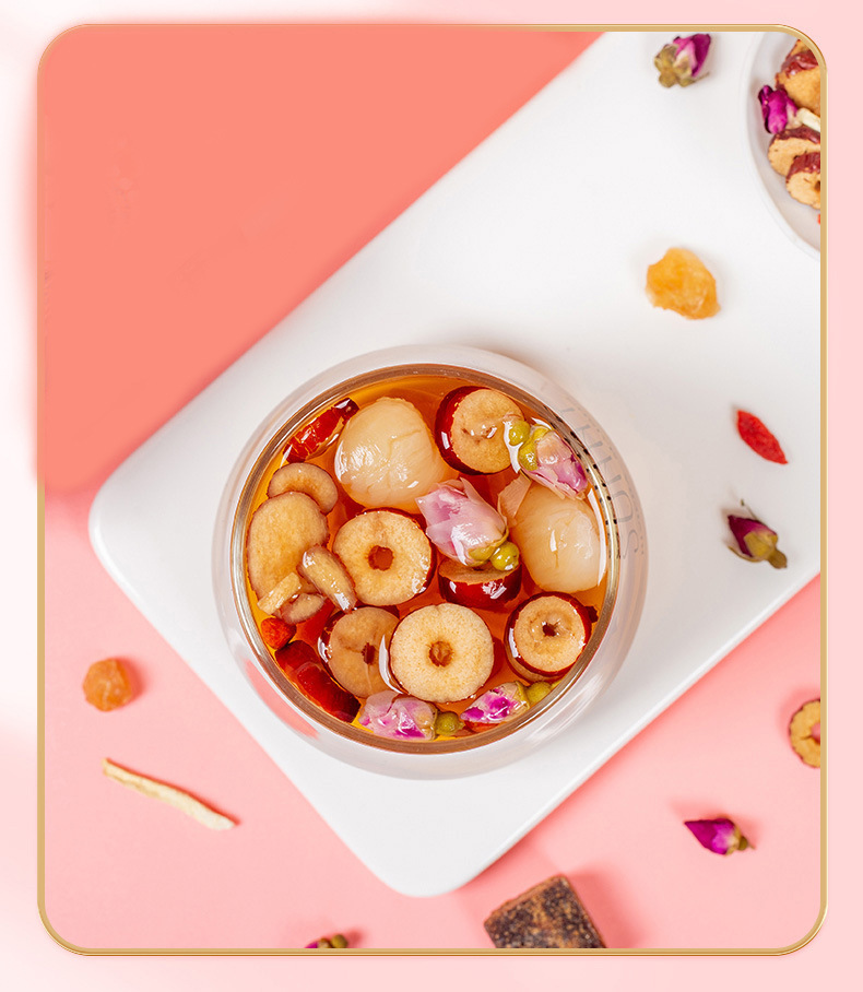 Brown Sugar Ginger Jujube Tea Hong Tang Jiang Zao Cha 150g Boxed Warming Herbal Blend with Longan Goji in use