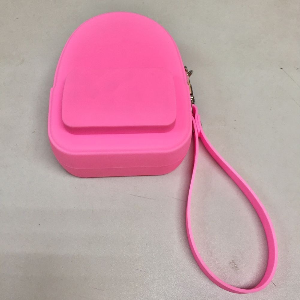 纯色迷你拉链书包零钱包女可爱创意新款小书包硅胶拉链多功能卡包