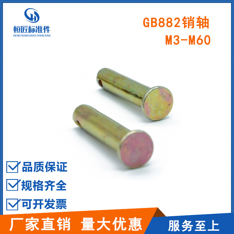 GB882带孔销轴销子T型平头带孔圆柱销插销温州碳钢镀彩发黑定位销