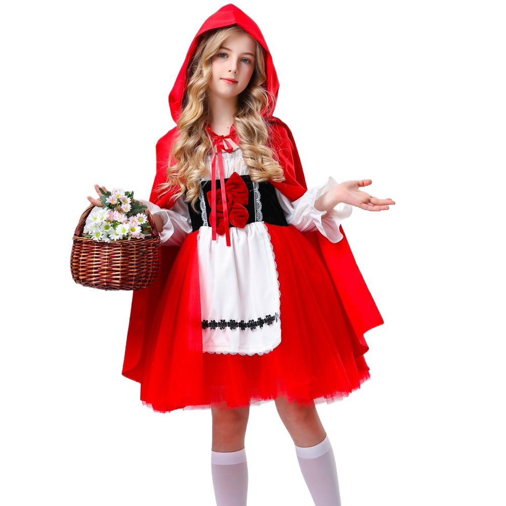 Halloween cosplay Fairy Tales Little Red Riding Hood Dress-up Maid Dress-up Children's Day Girl's Performance Costumes