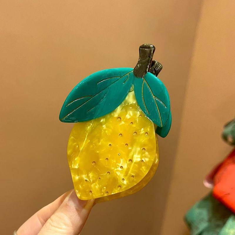 新款醋酸水果抓夹可爱草莓樱桃发夹后脑勺盘发鲨鱼夹头饰发抓发饰|undefined