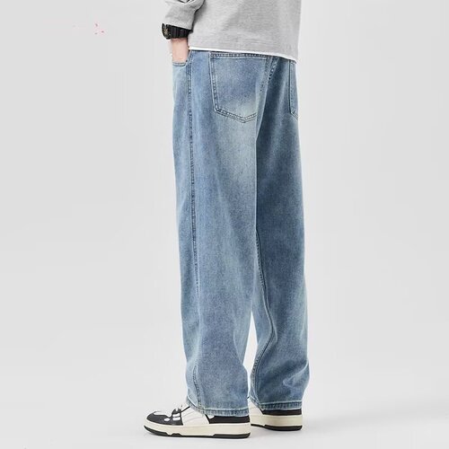 American high street retro men's jeans, summer thin, hanging Hong Kong style, loose straight casual denim pants, men