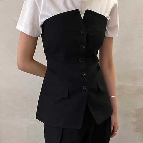 Summer European and American fashion tight-fitting off-shoulder hottie sexy suit tube top top vest  new style temperament and slim fit