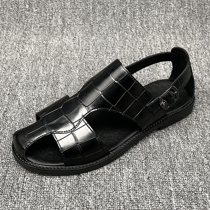 Cross-border plus size 47 48 supply sandals men's leather 2025 new casual beach shoes wear Roman sandals