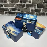 Пустая железная коробка, настольный ящик с паролем, ящик для хранения, органайзер, слепой ящик, ящик для хранения, ящик для макияжа, шкатулка для драгоценностей, звездное небо, креативный