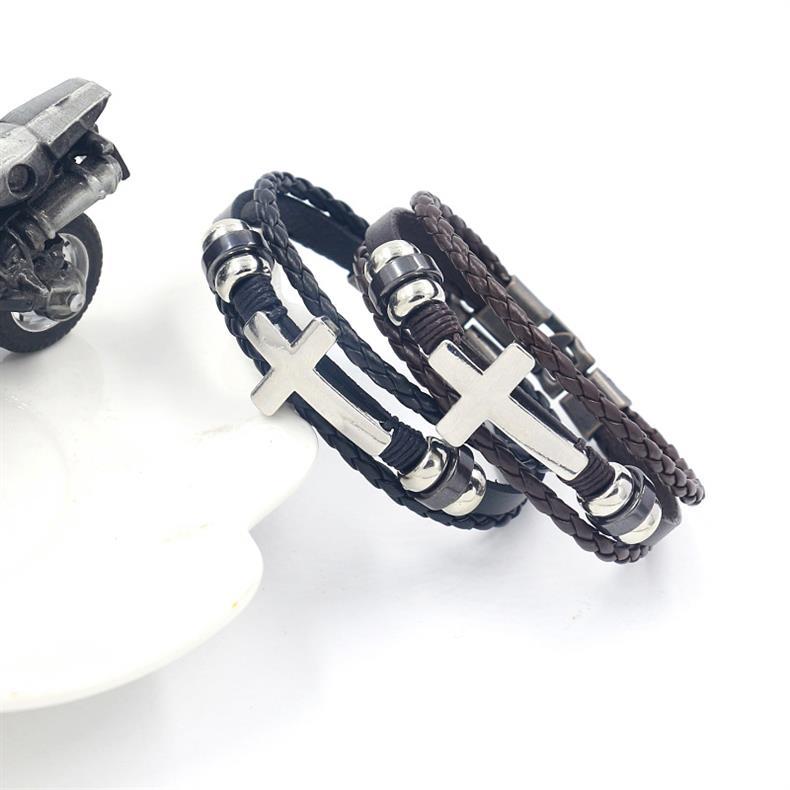 Hiphop Kruis Kunstleer Legering Unisex Armband display picture 6