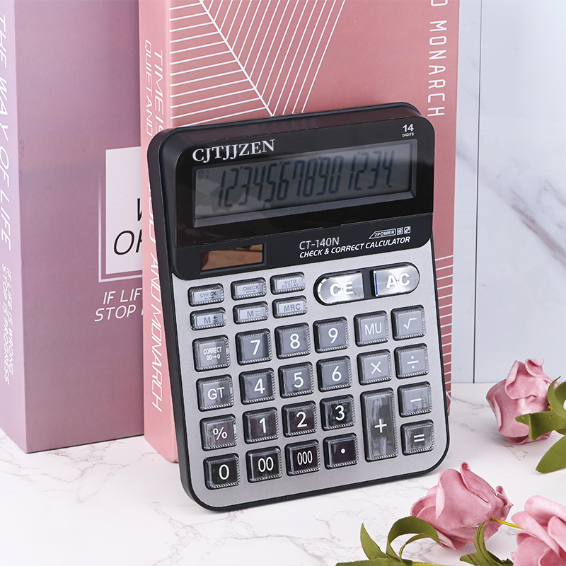 Calculadora solar de 14 dígitos CT-140N computadora grande Calculadora de escritorio de oficina de contabilidad financiera al por mayor