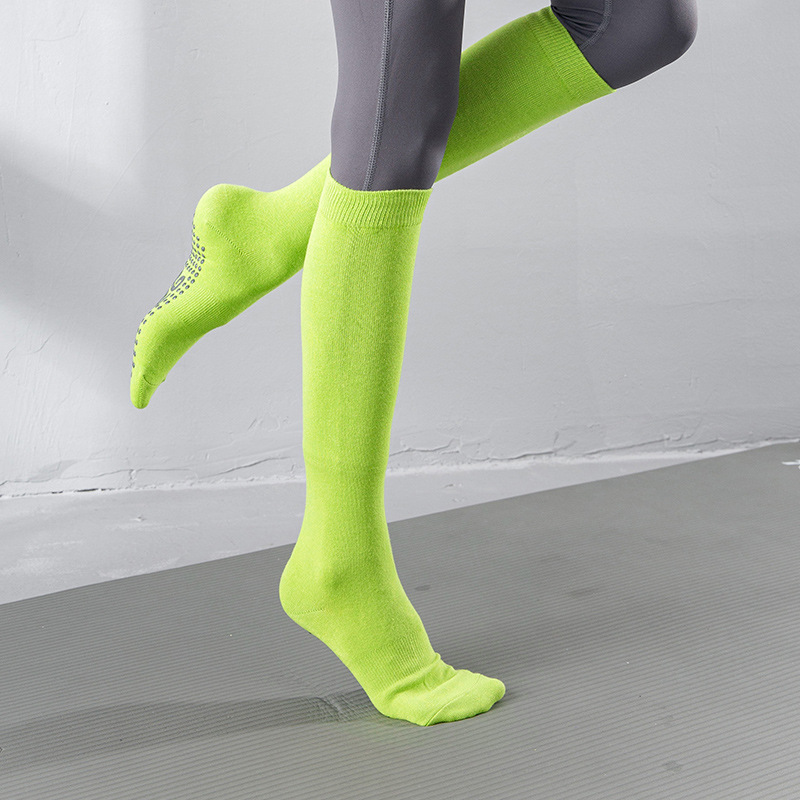 Yoga socks long mid-calf women's professional non-slip five-finger toe spring and autumn high-top over-the-knee Pilates