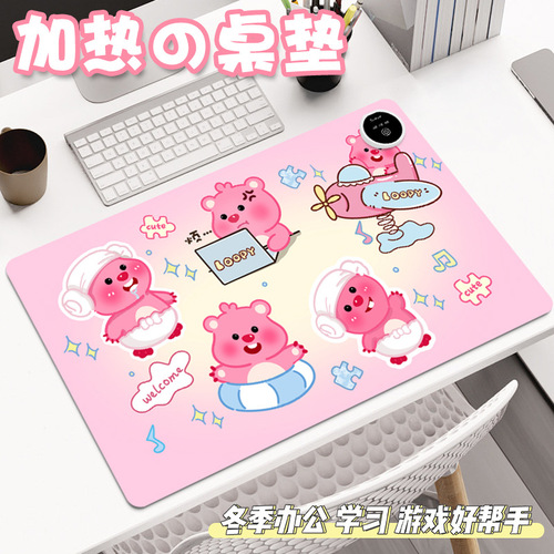 Heated mouse pad office oversized computer desktop waterproof heating desk pad dormitory student homework hand warmer pad