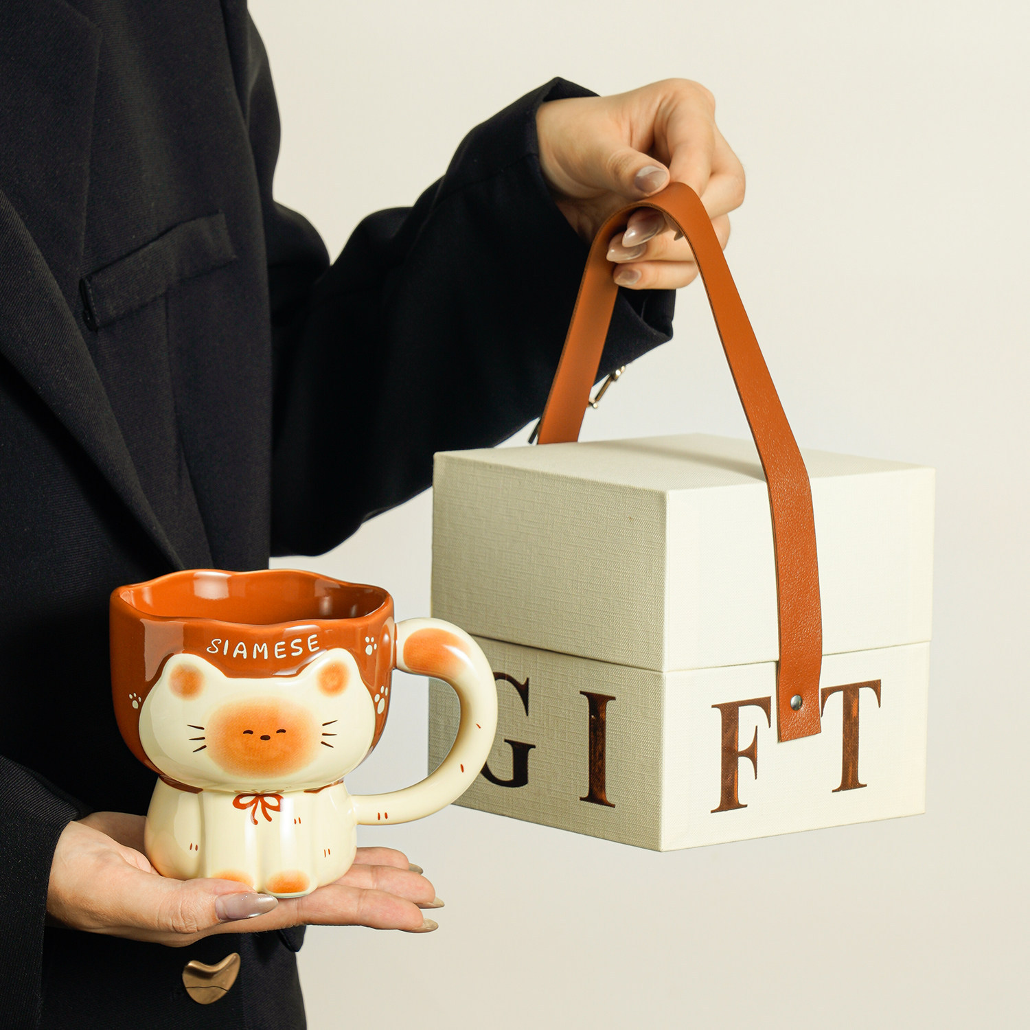 Taza de gato Siamese, taza de marca de nicho, taza de agua, taza de desayuno de café doméstico de alto valor para mujeres