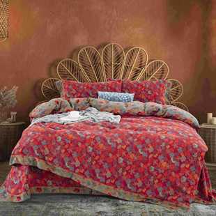 Class a Cotton Yarn-Dyed Jacquard Double-Layer Yarn Four-Piece Set Buttoned Bed Bed Sheetss Flower Shadow Overlapping Bedding Mother and Baby Grade