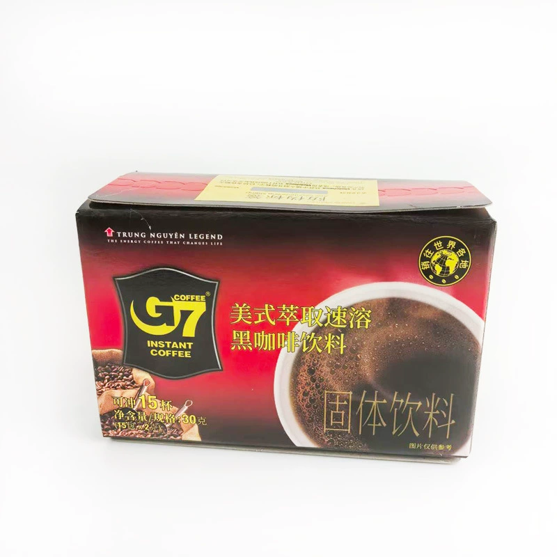 Вьетнамский импорт Zhongyuan g7 растворимый черный кофе/чистый кофе, 15 небольших пакетиков/коробка, кофе без сахара