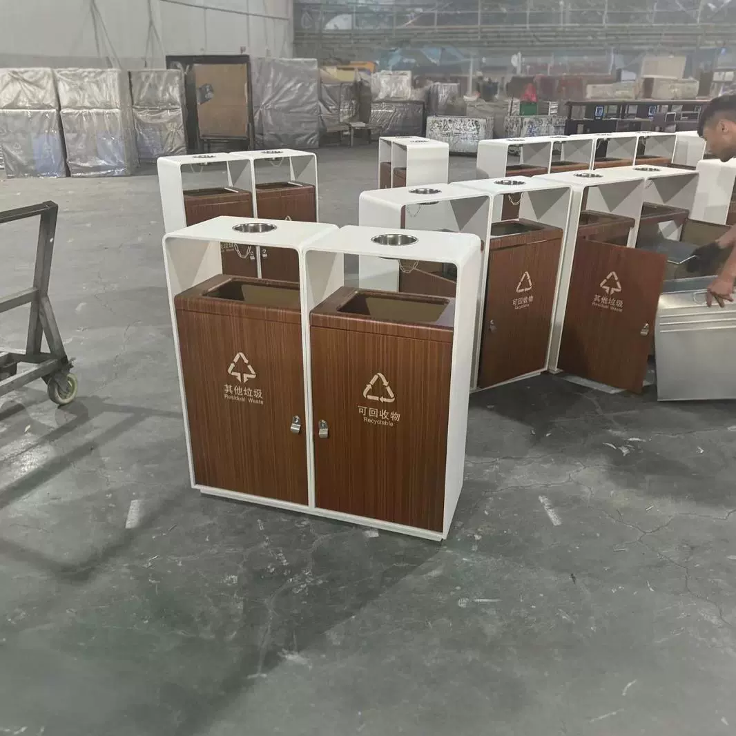 室外景区街道市政垃圾箱 不锈钢分类环卫果皮箱 户外四分类垃圾桶