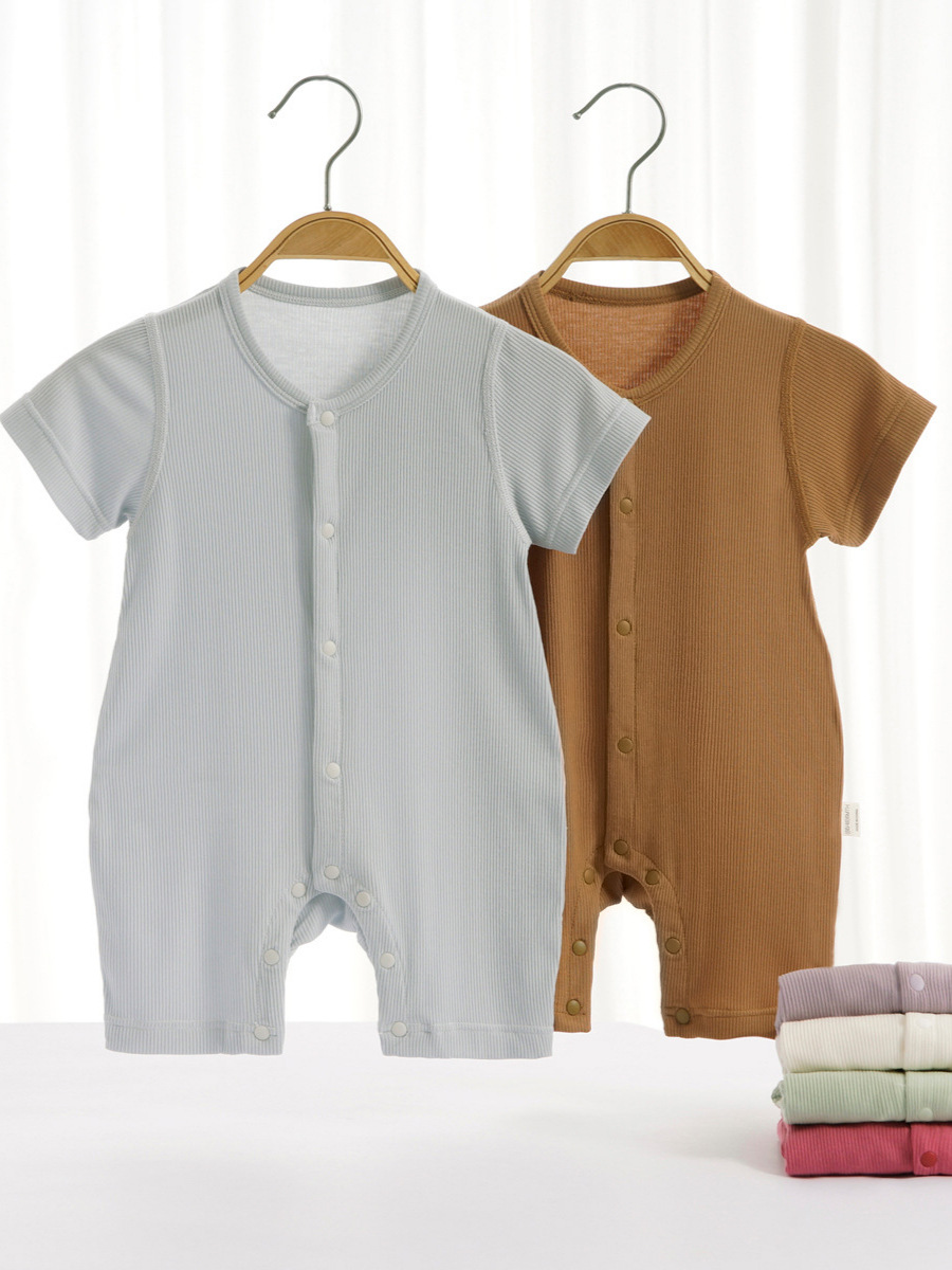 Kemai'Er Baby Summer Modal Jumpsuit Thin Short-Sleeved 0-2 Years Old Romper for Boys and Girls