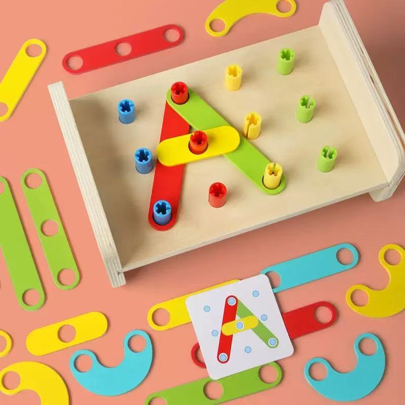 Puzzle gráfico geométrico de Monty para niños creativo de tablero de clavos cambiante educación temprana juguetes de madera