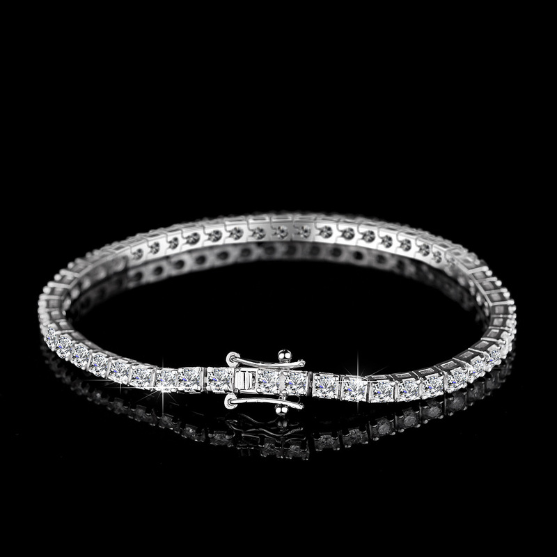 Factory in stock 3mm 4mm 5mm 6.5 mmS925 Silver Moissanite Single Row Tennis Chain Bracelet Hip Hop Necklace