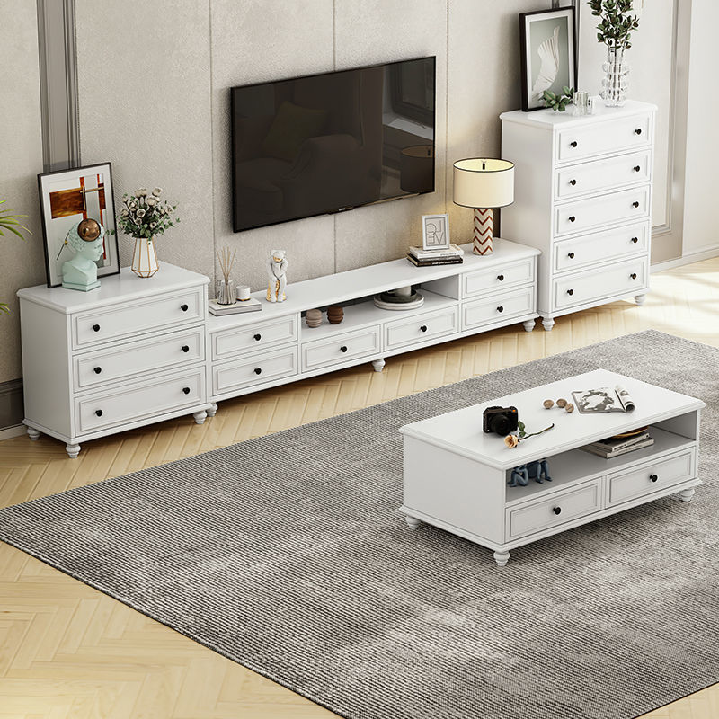 TV cabinet Side cabinet American style Versatile white Simplicity fashion Light extravagance bedroom a living room tea table combination suit