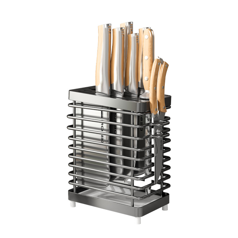 Soporte para cuchillos para encimera de cocina, soporte para cuchillos montado en la pared para guardar cuchillos de cocina, utensilios y palillos.