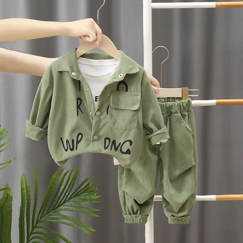 Boys Spring and Autumn Suit 2025 New Children's Korean Style Handsome Baby Spring and Autumn Style Corduroy Sports Two-Piece Set Boys Spring and Autumn Suit 2025 New Children's Korean Style Handsome Baby Spring and Autumn Style Corduroy Sports Two-Piece Set