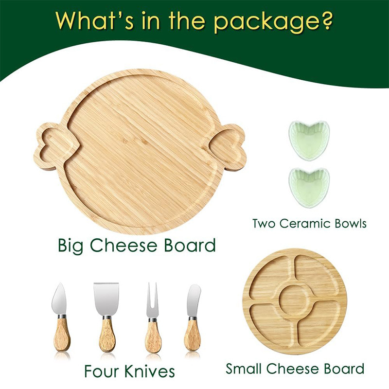 Bandeja de bambú de venta caliente transfronteriza, tabla de desayuno de amor para el hogar, bandeja de dulces de bambú y madera, tabla de cortar disponible de doble cara al por mayor