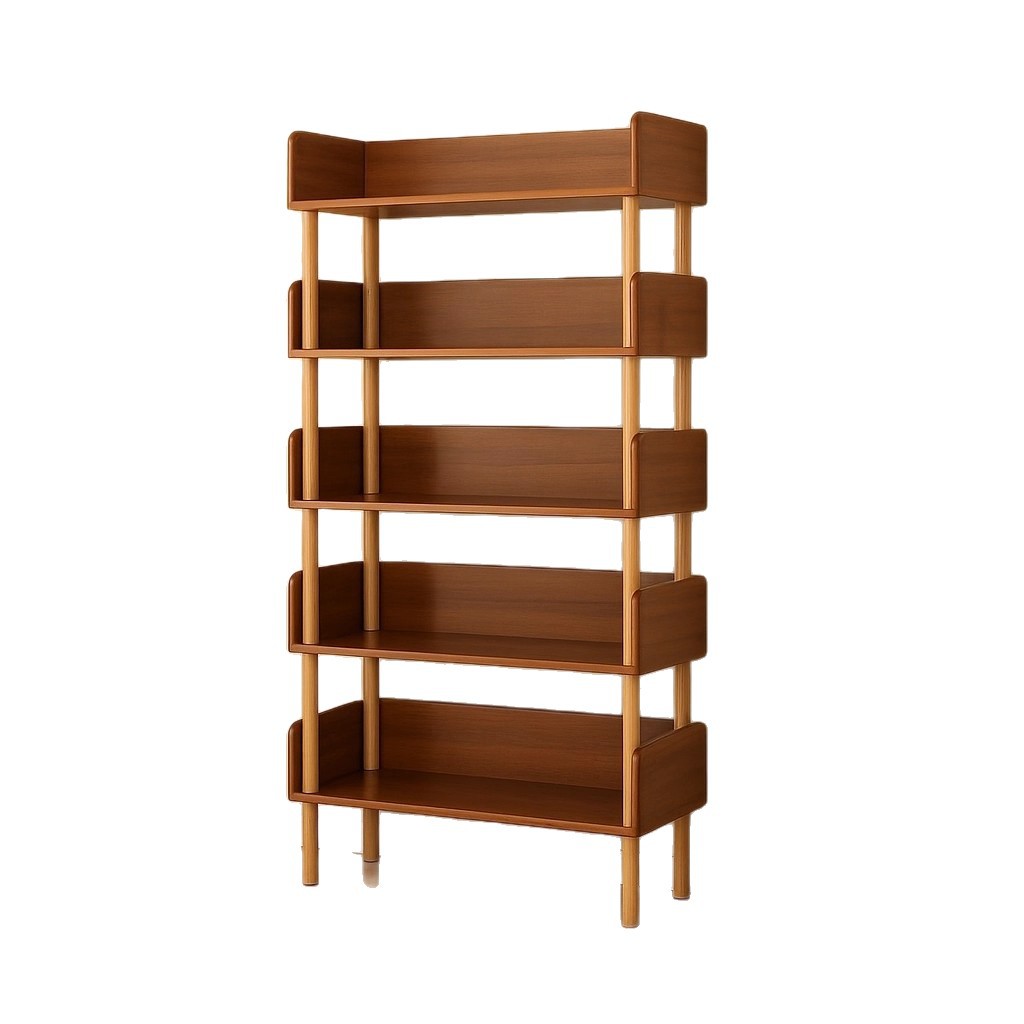 Estante de libros estante de almacenamiento integrado contra la pared estante de almacenamiento de madera maciza estante de lectura multicapa para estudiantes domésticos