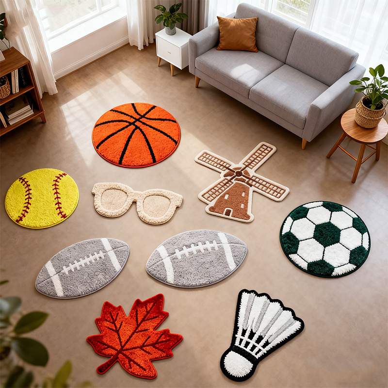 Customized Cartoon Animation Special-Shaped Carpet, Bedroom and Living Room Decoration Handmade Blanket, Bedside Creative Foot Mat, Floor Mat