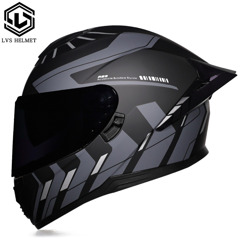 Casco integral transfronterizo DOT de la versión mejorada de LVS con doble lente para hombres, casco de seguridad universal para todas las estaciones para motociclistas femeninas, casco de motocicleta con doble lente.