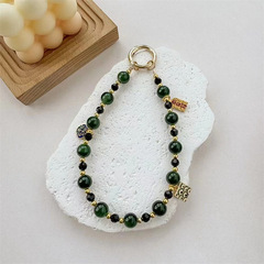 琉璃手機鏈汽車鑰匙扣仿綠色瑪瑙手腕掛件復古平安符百無禁忌