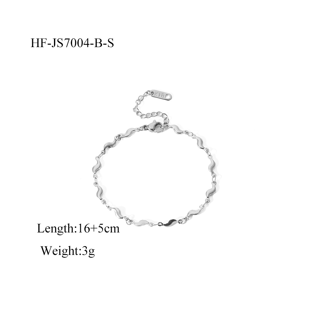 INS viento acero inoxidable simple titanio acero 18 quilates pequeños pimientos rurales ola estilo explosivo transfronterizo conjunto de joyas anti-color
