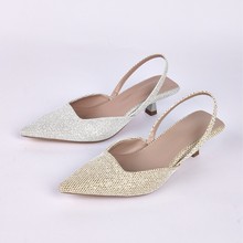 低跟时尚气质优雅纯色露跟尖头高跟凉鞋女特价清仓