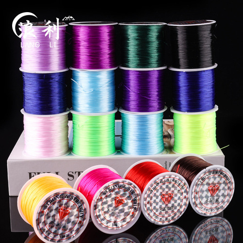 50 meters flat elastic wear-resistant red transparent crystal flat silk Buddha beads elastic wire diy handmade bracelet beading wire