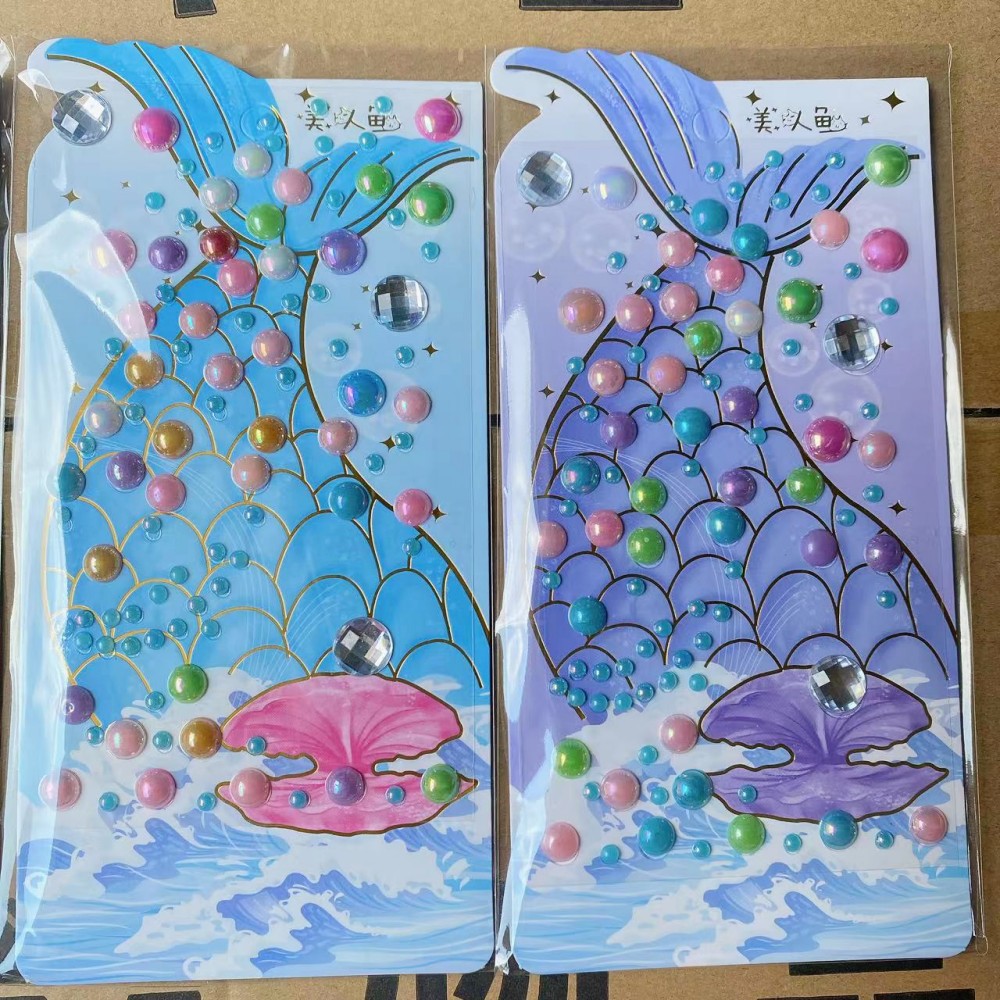 Mermaid Crystal Diamond rhinestone Pegatinas de Gema para niños decoración 3D pasta tridimensional juguetes para niños al por mayor