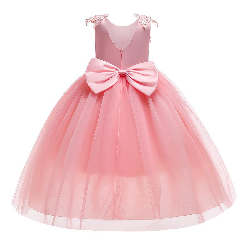 Vestido europeo y americano para niños medianos y grandes, falda tutú bordada con perlas, ropa para actuaciones en pasarela, vestido de noche para niños