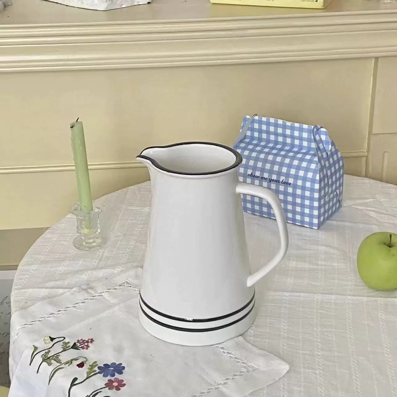 现货ins复古做旧陶瓷凉水壶 大容量茶壶 陶瓷瓶插花瓶批发