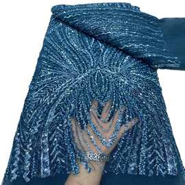高密度亮片绣婚纱刺绣珠管绣时装面料新款礼服布料 French fabric