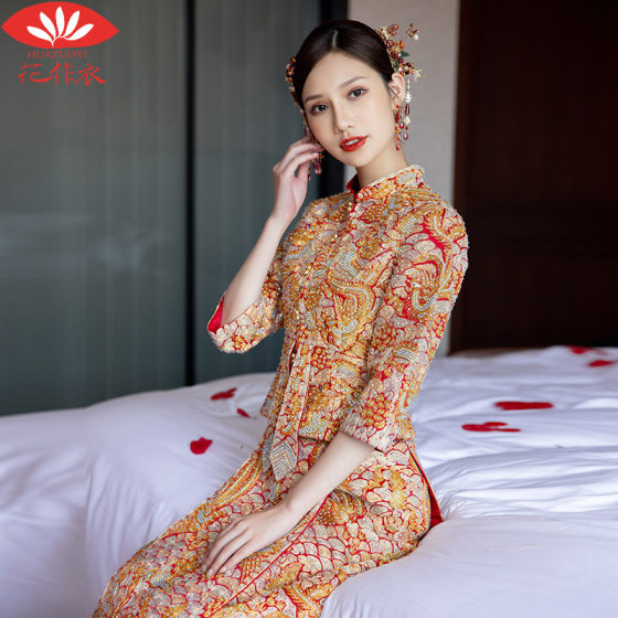 Dragon and Phoenix Jacket Xiuhe Dress Bride 2023 New Chinese Bridal Dress Jacket Emperor Xiuhe Dress Autumn and Winter Xiuhe
