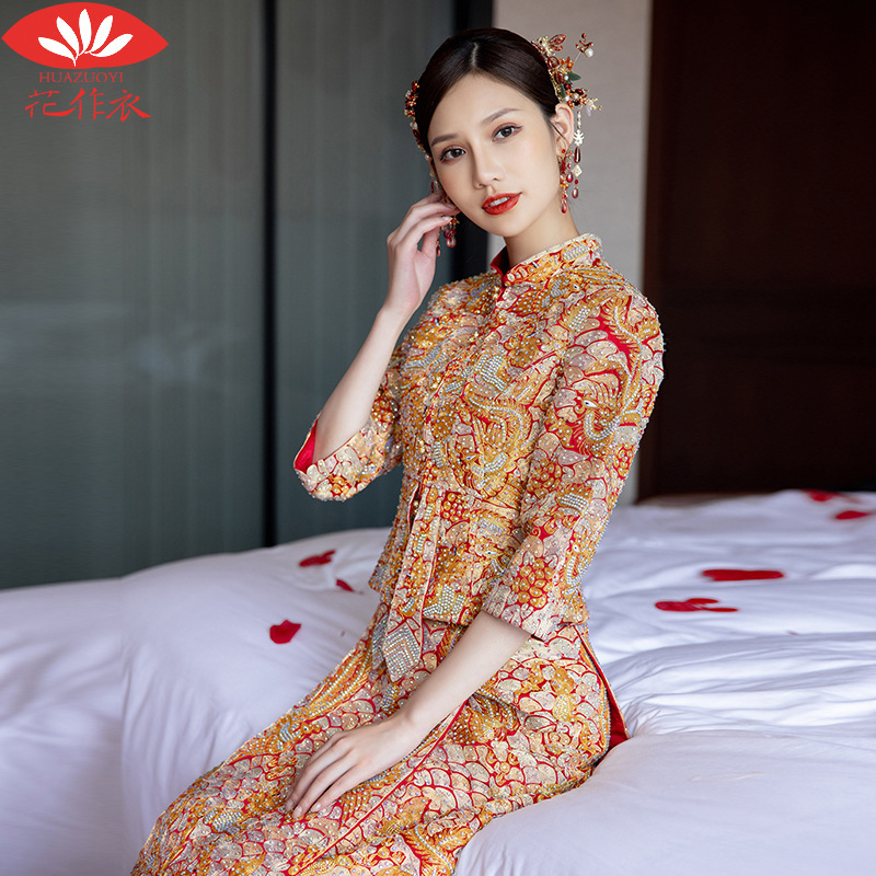 Dragon and Phoenix Gown, Xiuhe Dress for Bride, 2025 New Chinese-Style Bridal Gown, Royal Xiuhe Dress, Summer Xiuhe Dress