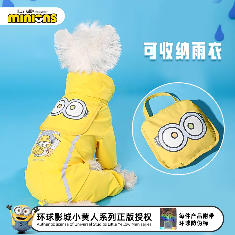 Minions Minions | Cute mascota impermeable con estampado reflectante Ropa impermeable para perros y mascotas Ropa para perros y gatos