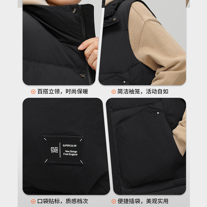 High-end suelto chaleco blanco de color sólido chaleco caliente hombro chaleco de plumón personalizado ropa de trabajo marca de moda hombre image 4