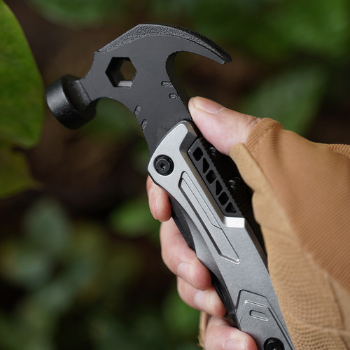 Cross-border multifunctional claw hammer with knife and bit for camping, outdoor portable tool, home repair emergency claw hammer
