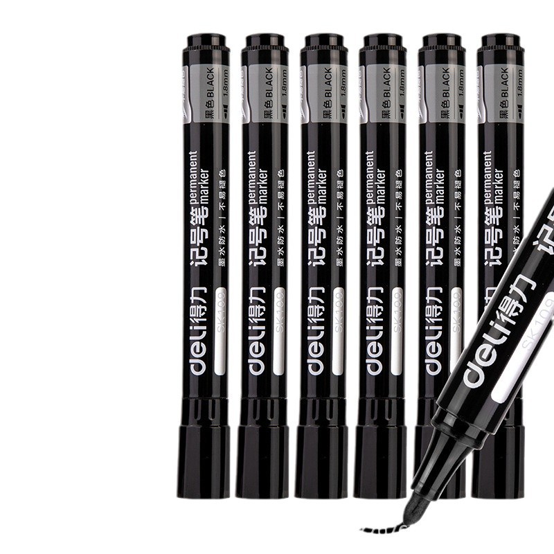 Deli/Deli rotulador negro de cabeza gruesa marca de gran capacidad bolígrafo a base de aceite bolígrafo impermeable de cabeza grande de secado rápido