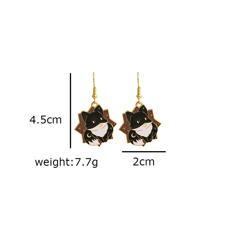 18g Weight Drop Earrings Classification 1 Pair Quantity Daily Occasion Alloy Material Rabbit, Moon, Heart Shape Pattern Women'S Gender Enamel Design Cute Style Cute Rabbit Moon Heart Shape Alloy Enamel Women's Drop Earrings 1 Pair 2