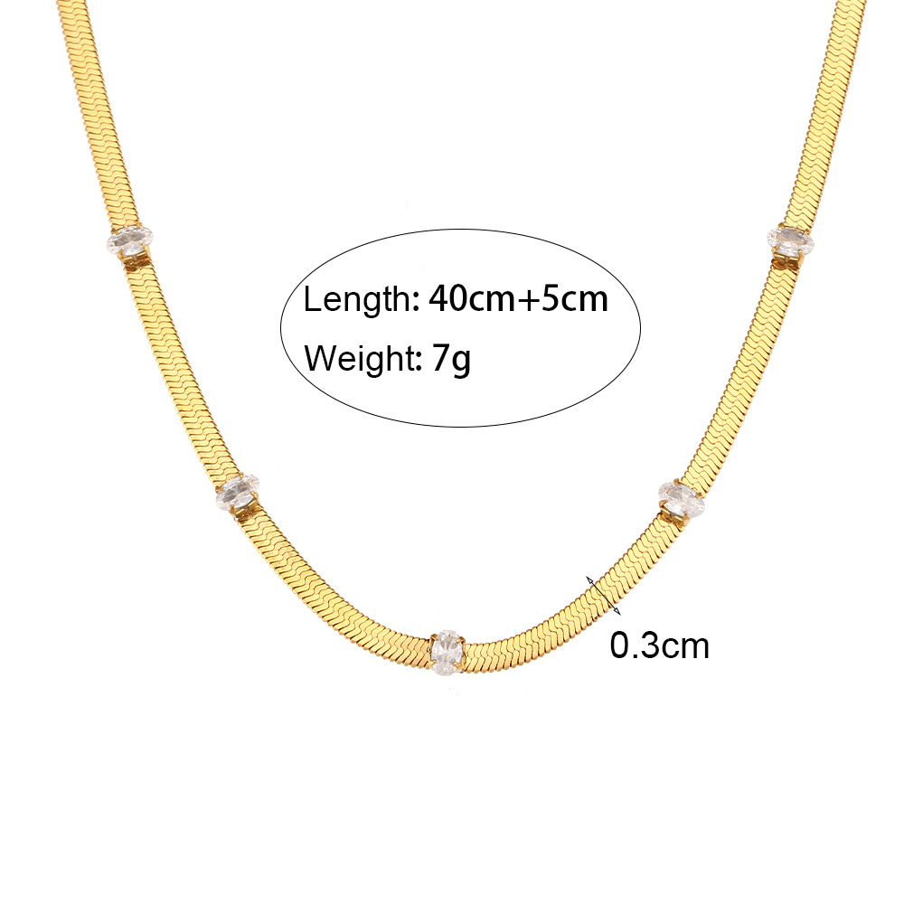Retro Geometric Stainless Steel Necklace Inlaid Zircon Stainless Steel Necklaces display picture 2
