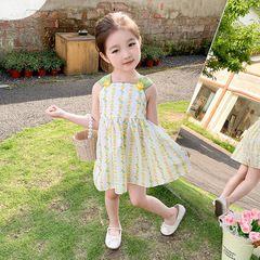 女童夏季碎花連衣裙2024年夏季新款兒童寶寶洋氣小女孩無袖公主裙