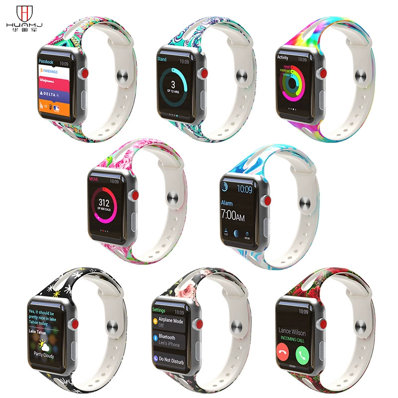 Совместимый ремешок для Apple Watch Apple 3/4/5/6/SE поколение полый маленький пояс талия i i силиконовый ремешок