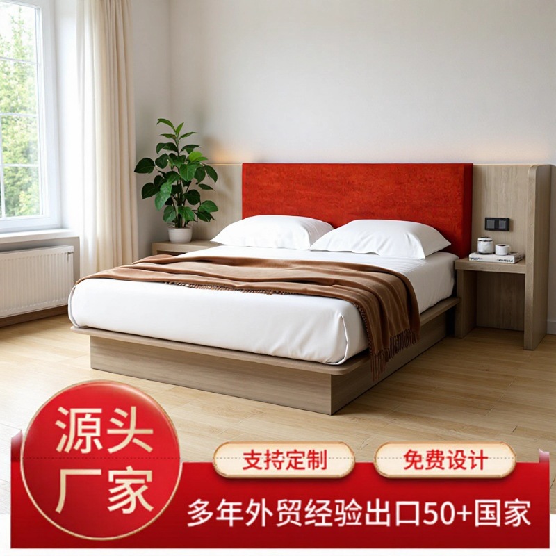Hanting Hotel Room Furniture for Express Business Guesthouses: Soft Upholstered Single and Double 1.5m Bed Box Full Set Customization